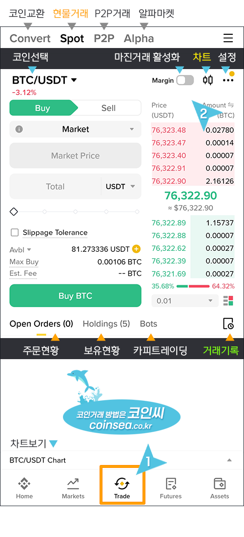 거래 메뉴 살펴보기